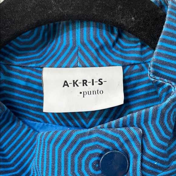 Akris Punto Azure Geometric Sunshade Print Cotton retro style mock neck Jacket - Picture 3 of 17
